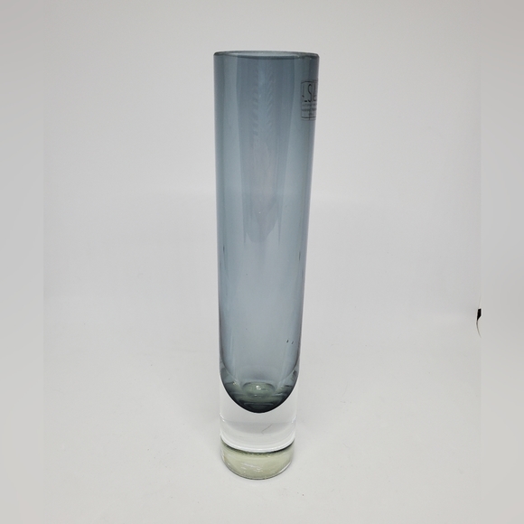LSA International Smokey Blue Glass Tall Round Vase - Picture 5 of 8